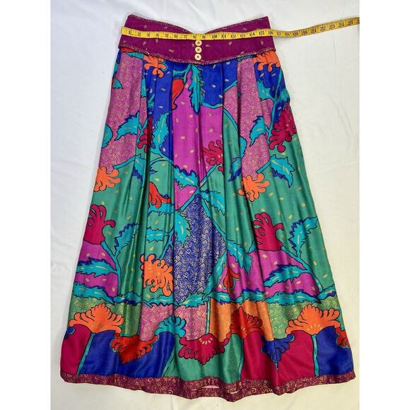 JEANNE MARC Maxi Skirt Vintage Purple Pink Teal Abstract size 12/14 Medium USA - Picture 13 of 16